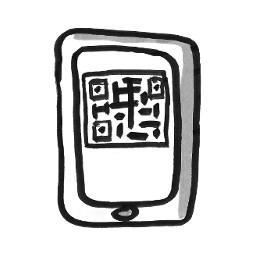 Schematic illustration of the QR code in the Scansation app before the payment on a normal checkout