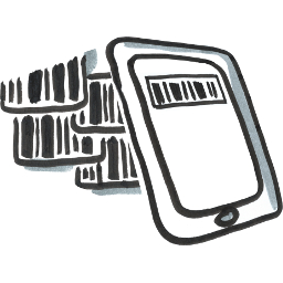 Schematic illustration of consumers scanning product barcodes with the Scansation mobile self-scanning app