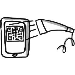 Schematische Darstellung des QR-Code-Scannens vom Handydisplay durch die Magicbox