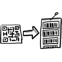 Schematic illustration of the data transmission from the magicbox to the existing checkout